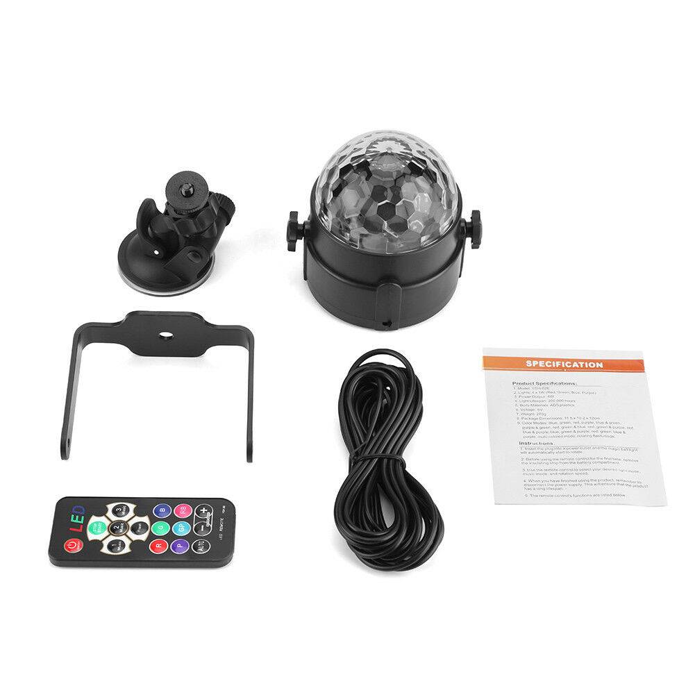Dynamic RGB LED Party Light Crystal Sphere DJ Remote Sound Sync
