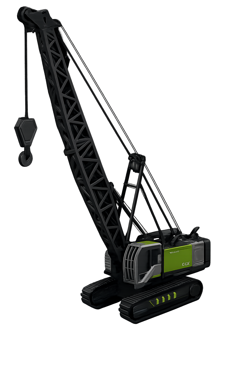Heavy-Duty Crawler Crane Toy Model – Realistic Lattice Boom, Hook